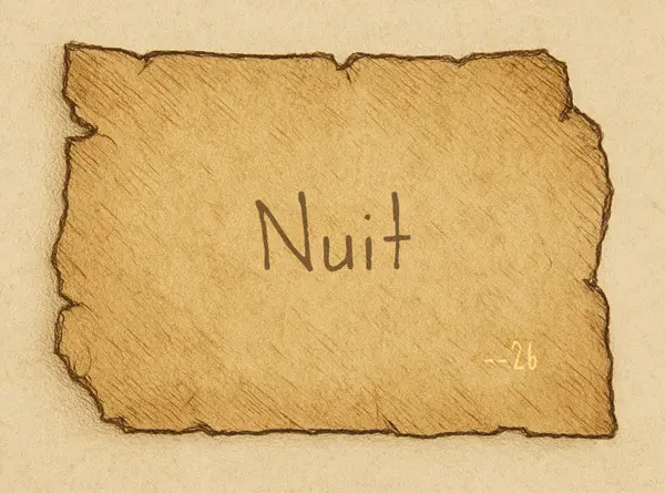 Un bout de papier avec le Mot Nuit écrit dessus et --26